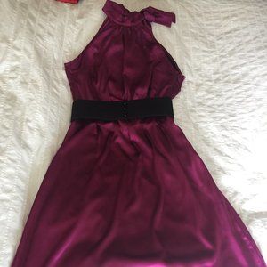 Satin dress with belt